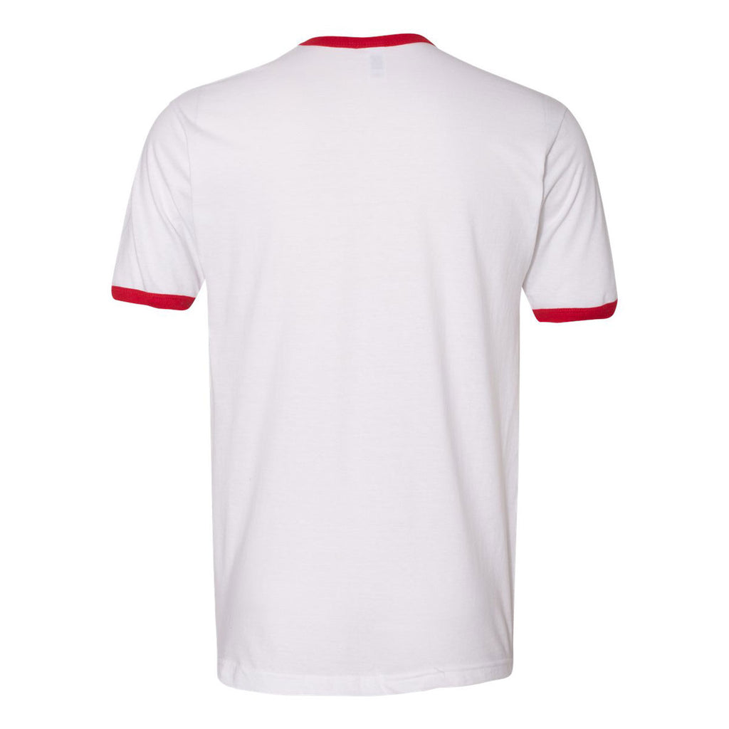 American Apparel Unisex White/Red Fine Jersey Ringer T-Shirt