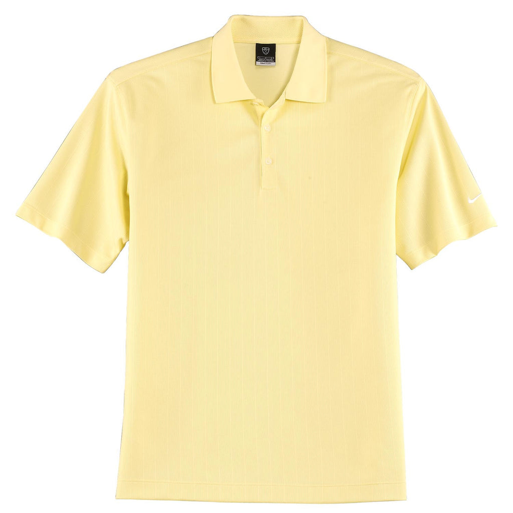 Nike Men's Light Yellow Dri-FIT Short Sleeve Textured Polo