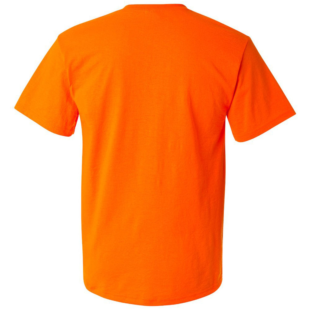Jerzees Men's Safety Orange Dri-Power 50/50 T-Shirt with a Pocket