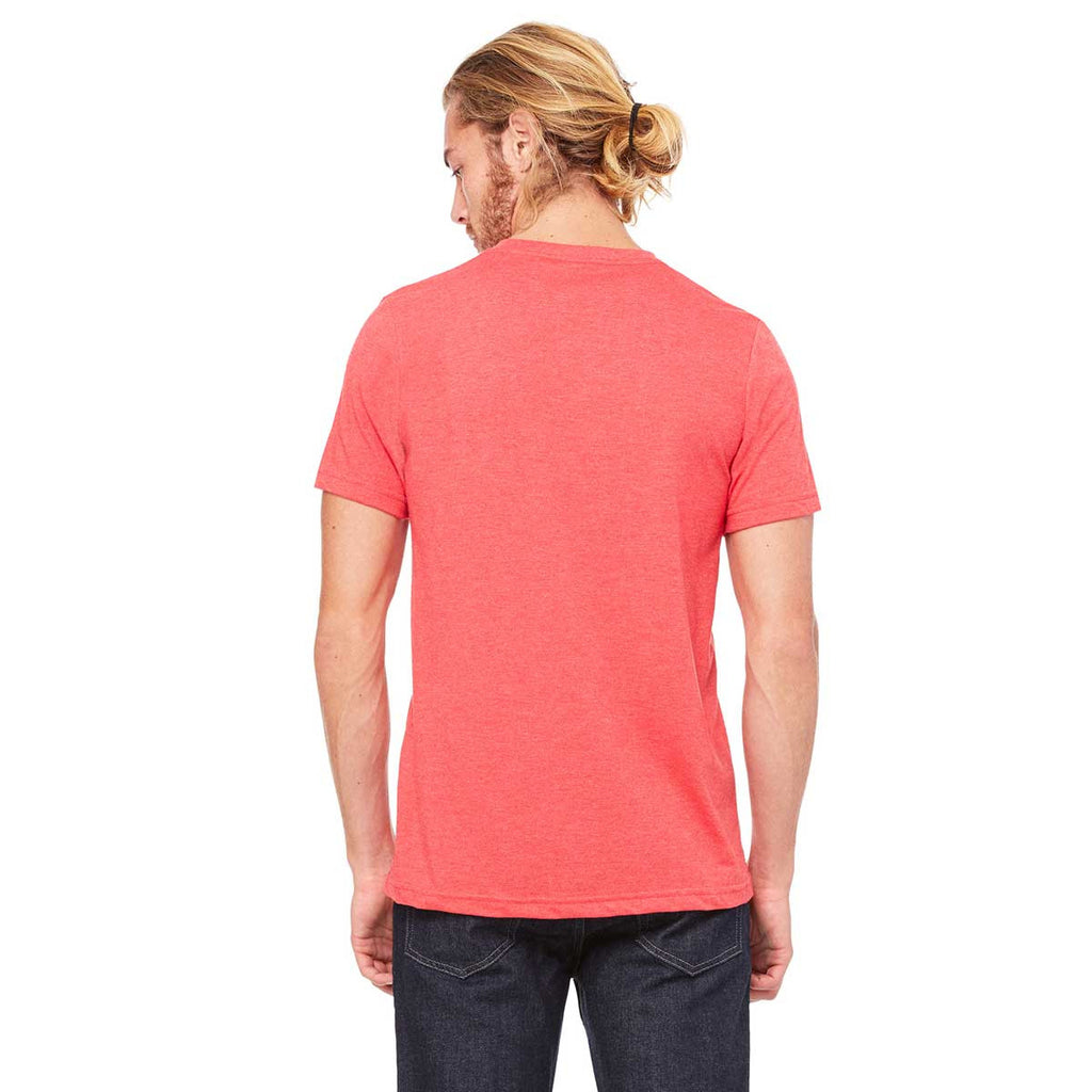 Bella + Canvas Unisex Heather Red Jersey Short-Sleeve V-Neck T-Shirt
