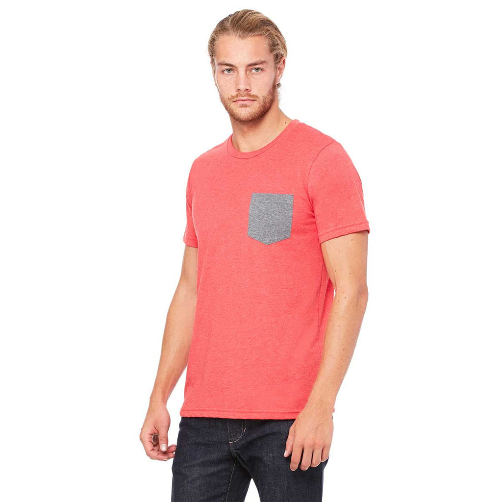 Bella + Canvas Men's Heather Red/Deep Heather Jersey Short-Sleeve Pocket T-Shirt