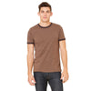 Bella + Canvas Men's Heather Brown/Brown Jersey Short-Sleeve Ringer T-Shirt