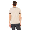 Bella + Canvas Men's Heather Tan/Brown Jersey Short-Sleeve Ringer T-Shirt