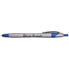 Hub Pens Blue Trim Javalina Steel Stylus Silver Pen with Black Ink