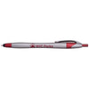 Hub Pens Red Trim Javalina Steel Stylus Silver Pen with Black Ink