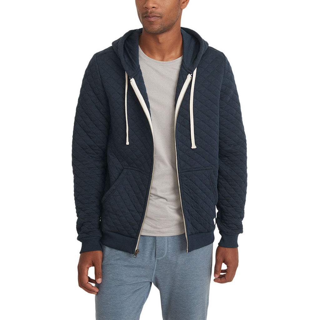 Marine Layer Unisex Navy Heather Corbet Quilted Full Zip Hoodie