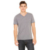 Bella + Canvas Unisex Grey Triblend Short-Sleeve V-Neck T-Shirt
