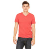 Bella + Canvas Unisex Red Triblend Short-Sleeve V-Neck T-Shirt