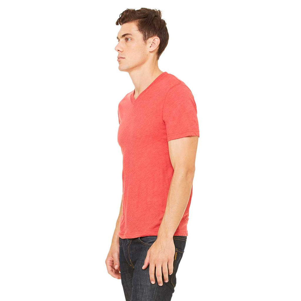 Bella + Canvas Unisex Red Triblend Short-Sleeve V-Neck T-Shirt