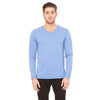 Bella + Canvas Unisex Blue Triblend Jersey Long-Sleeve V-Neck T-Shirt