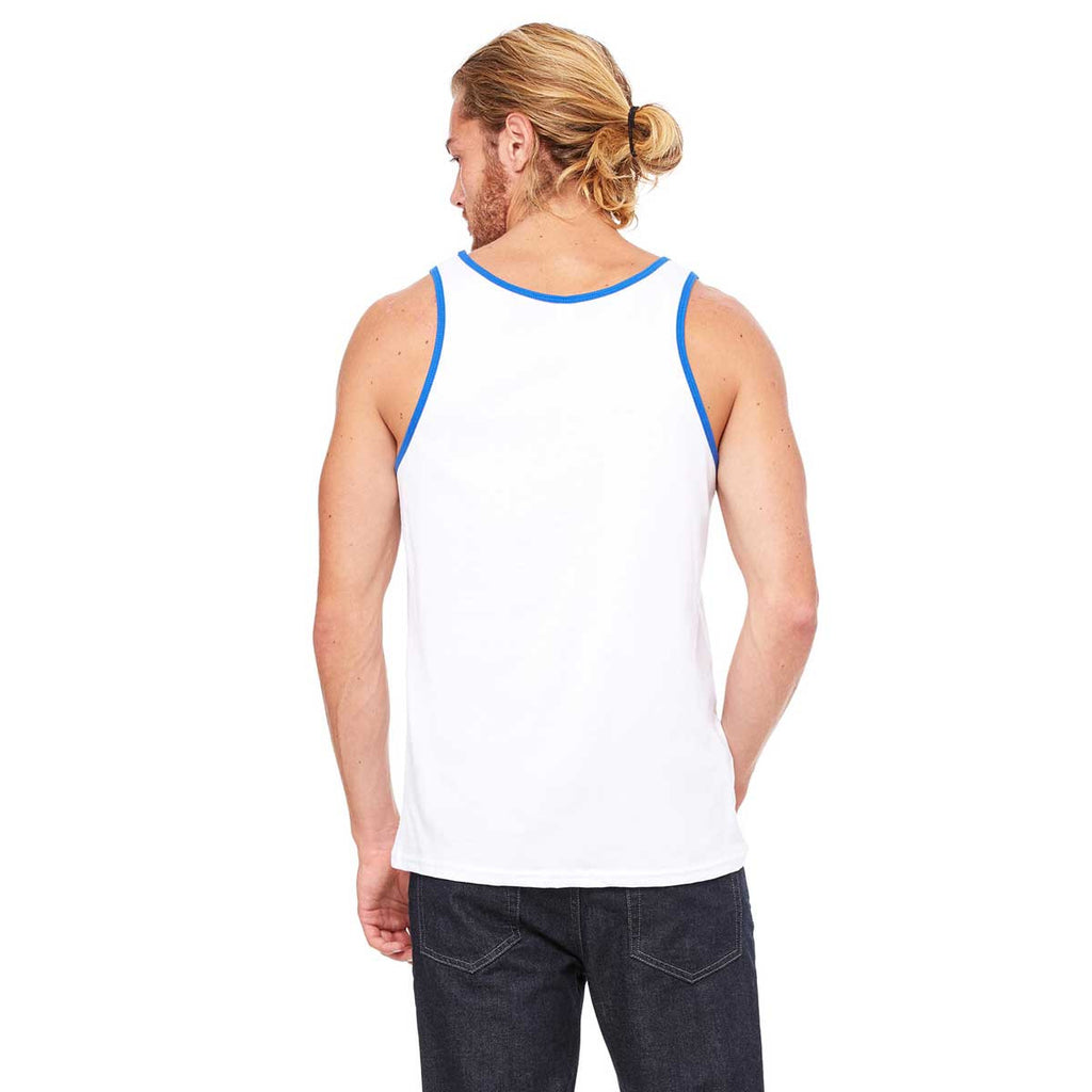 Bella + Canvas Unisex White/True Royal Jersey Tank