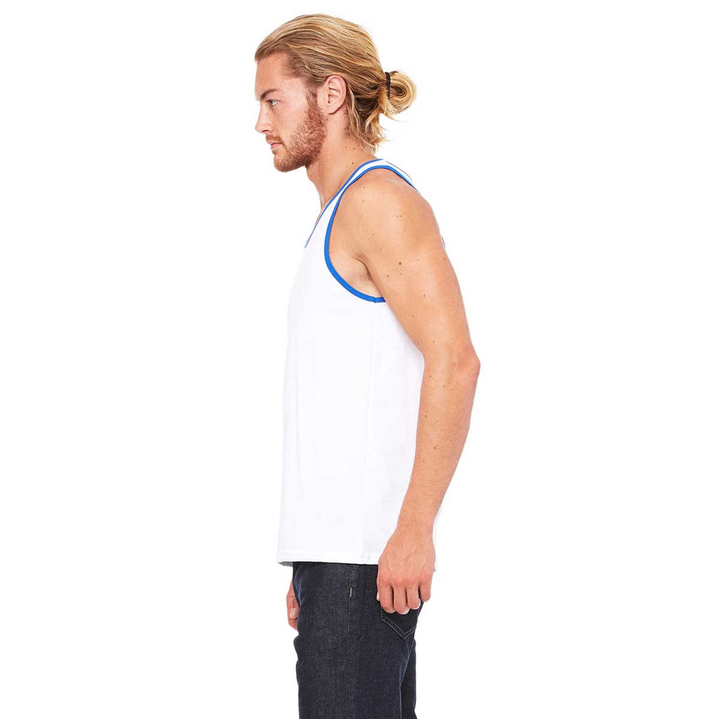 Bella + Canvas Unisex White/True Royal Jersey Tank