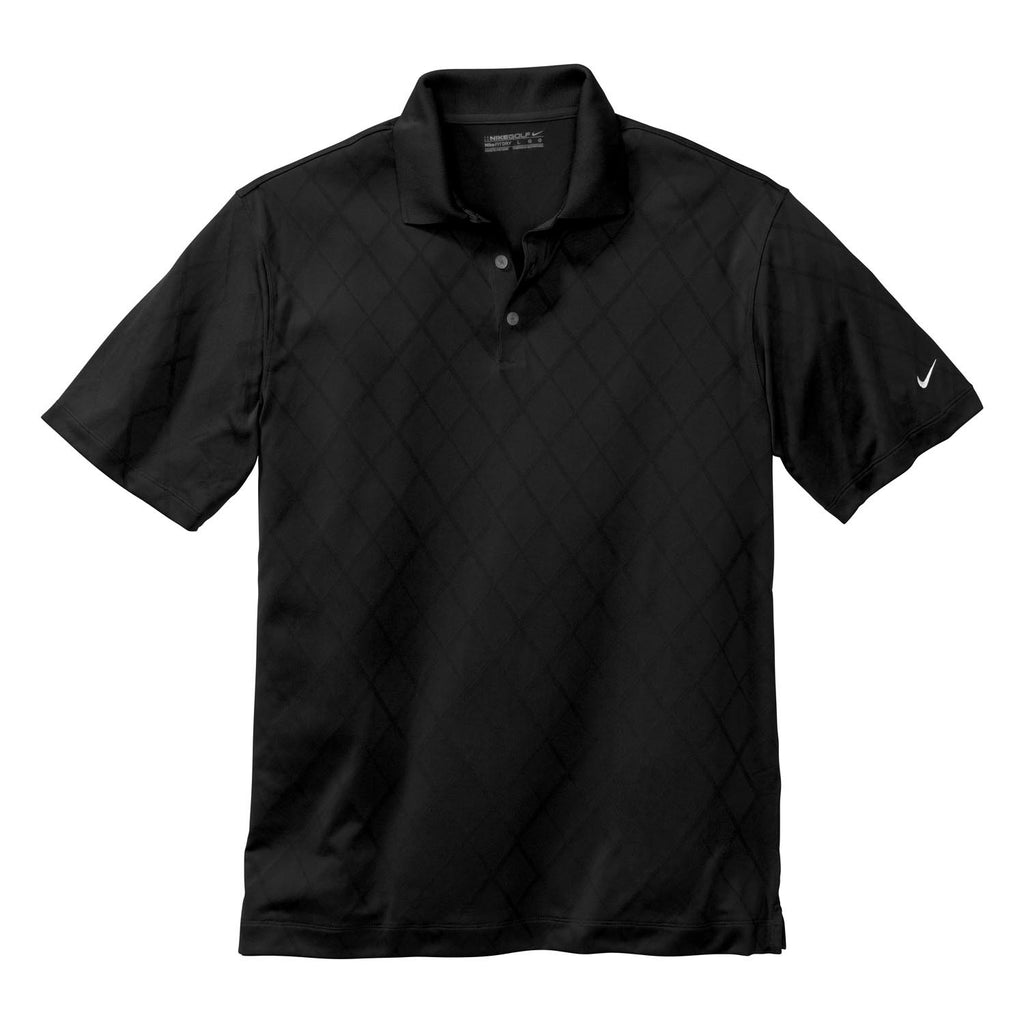 Nike Men's Black Dri-FIT Short Sleeve Cross-Over Texture Polo