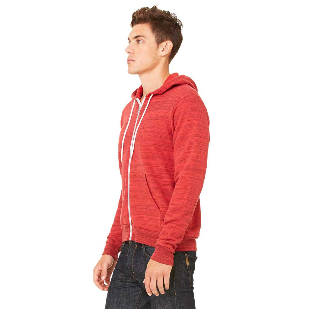 Bella + Canvas Unisex Red Marble Fleece Full-Zip Hoodie