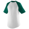 Augusta Sportswear Men's White/Dark Green Short-Sleeve Baseball Jersey