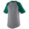 Augusta Sportswear Men's Athletic Heather/Dark Green Short-Sleeve Baseball Jersey
