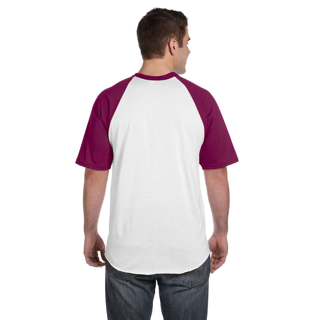 Augusta Sportswear Men's White/Maroon Short-Sleeve Baseball Jersey