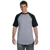 Augusta Sportswear Men's Athletic Heather/Black Short-Sleeve Baseball Jersey