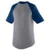 Augusta Sportswear Men's Athletic Heather/Navy Short-Sleeve Baseball Jersey
