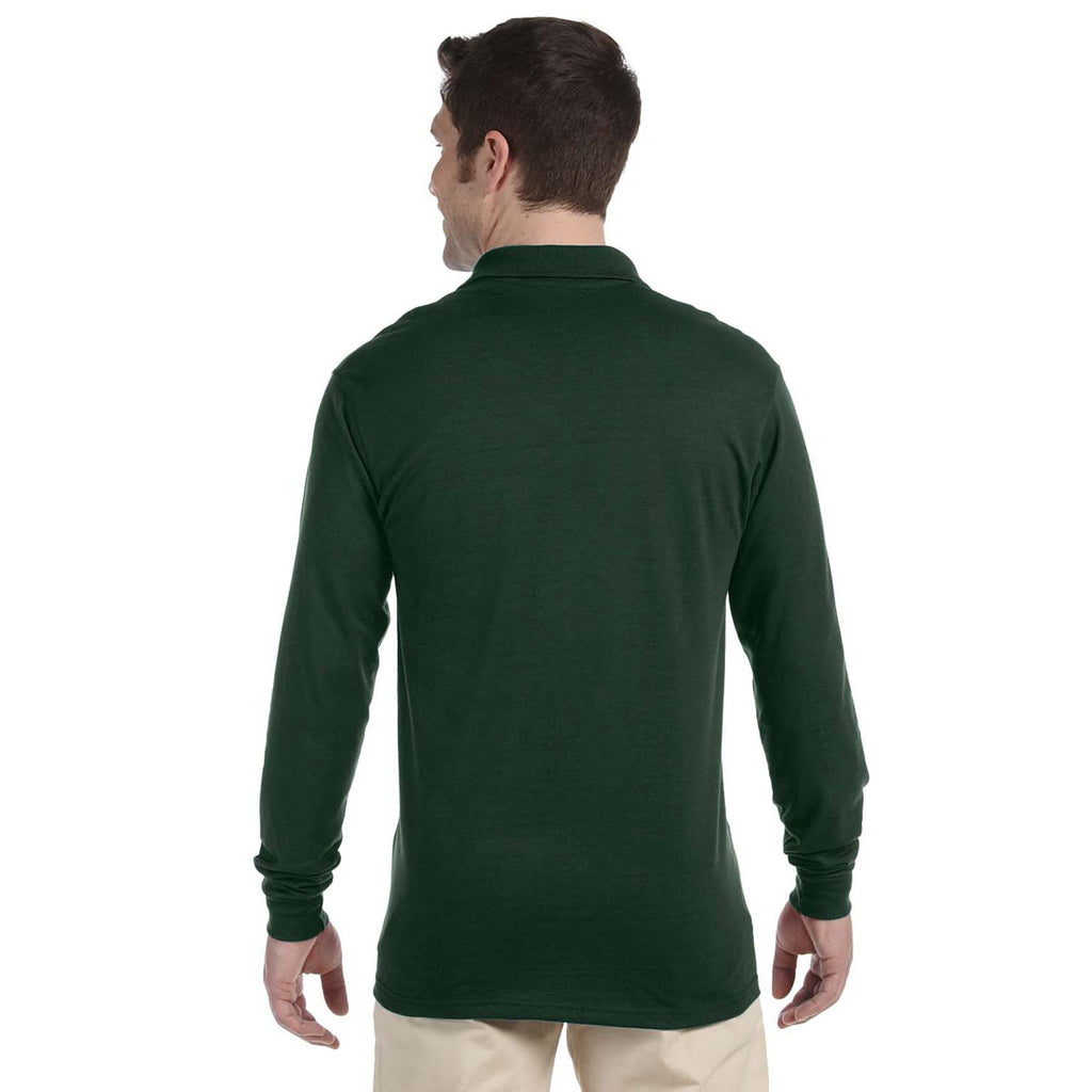 Jerzees Men's Forest Green 5.6 Oz. Spotshield Long-Sleeve Jersey Polo
