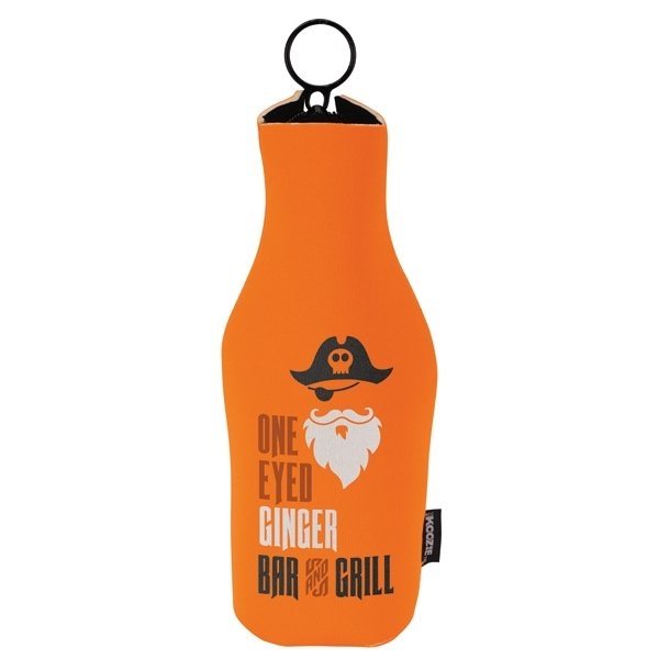 Koozie Orange Neoprene Zip-Up Bottle Kooler