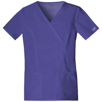 Cherokee Workwear Women's Grape Premium Core Stretch Mock Wrap Top