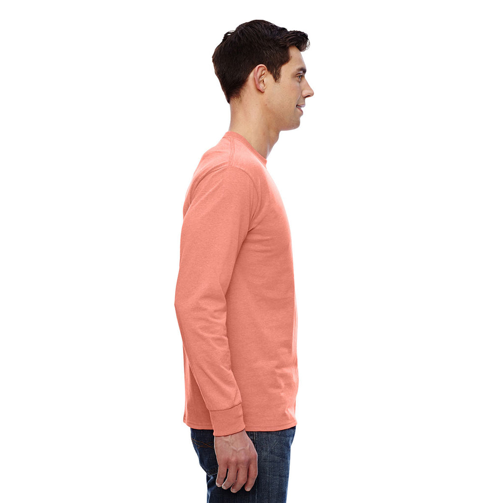 Fruit of the Loom Men's Retro Heather Coral 5 oz. HD Cotton Long-Sleeve T-Shirt