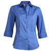 Edwards Women's French Blue Tailored Full-Placket Stretch Shirt