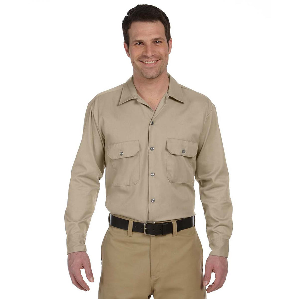 Dickies Men's Khaki 5.25 oz. Long-Sleeve Work Shirt