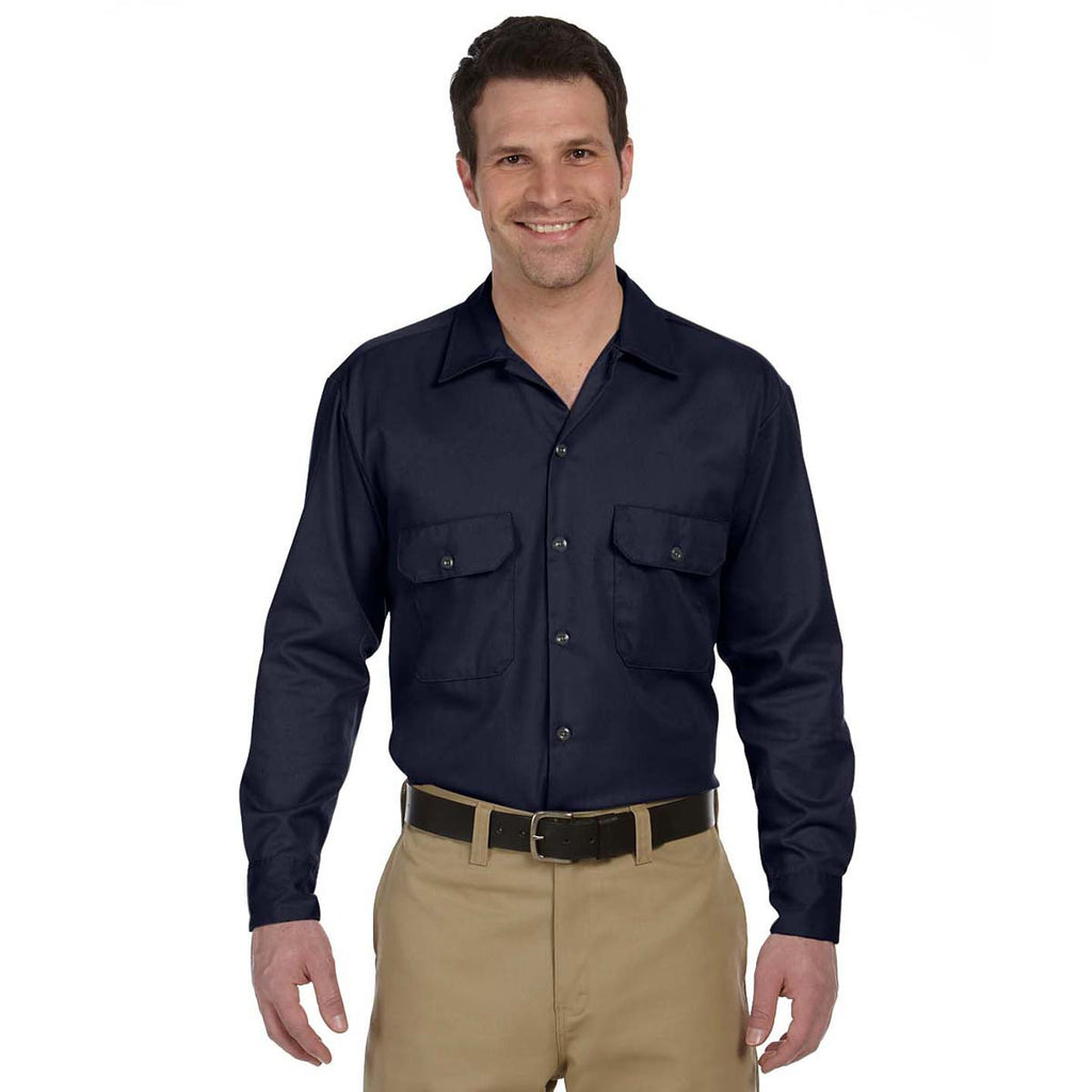 Dickies Men's Dark Navy 5.25 oz. Long-Sleeve Work Shirt