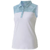 Puma Golf Women's Milky Blue Tie Dye Blocked Sleeveless Golf Polo