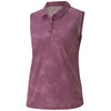 Puma Golf Women's Dark Purple Floral Dye Sleeveless Golf Polo