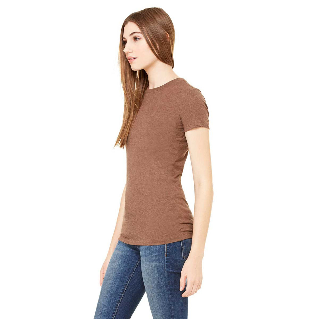 Bella + Canvas Women's Heather Brown Jersey Short-Sleeve T-Shirt