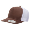 Yupoong Brown/White Adult 5-Panel Classic Trucker Cap