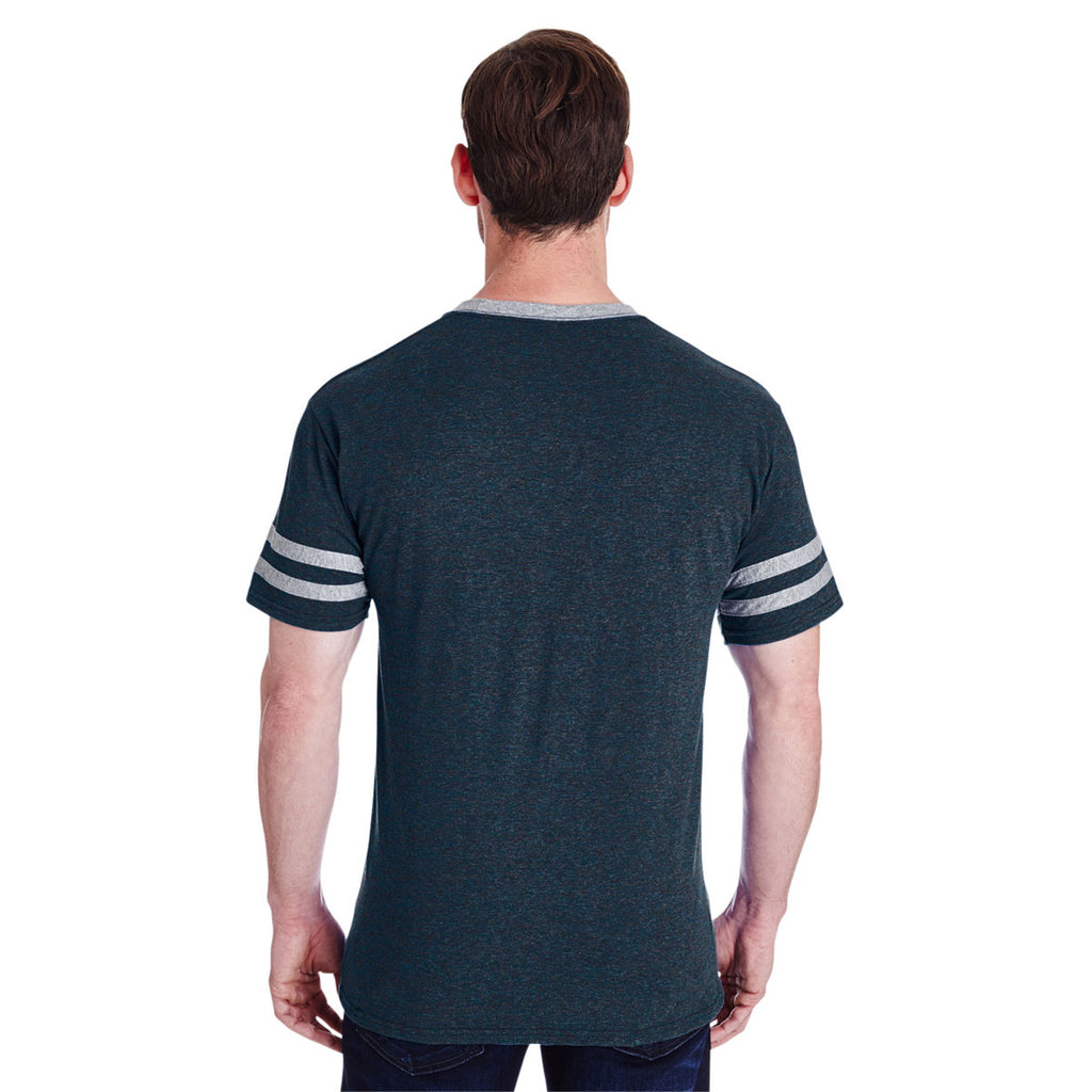Jerzees Men's Indigo Heather/Oxford 4.5 Oz. Tri-Blend Varsity Ringer T-Shirt
