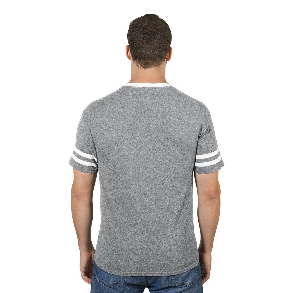 Jerzees Men's Oxford/White 4.5 Oz. Tri-Blend Varsity Ringer T-Shirt