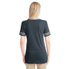 Jerzees Women's Black Heather/Oxford 4.5 Oz Tri-Blend Varsity V-Neck T-Shirt