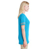 Jerzees Women's Caribbean Blue Heather/Oxford 4.5 Oz Tri-Blend Varsity V-Neck T-Shirt