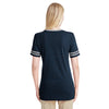 Jerzees Women's Indigo Heather/Oxford 4.5 Oz Tri-Blend Varsity V-Neck T-Shirt