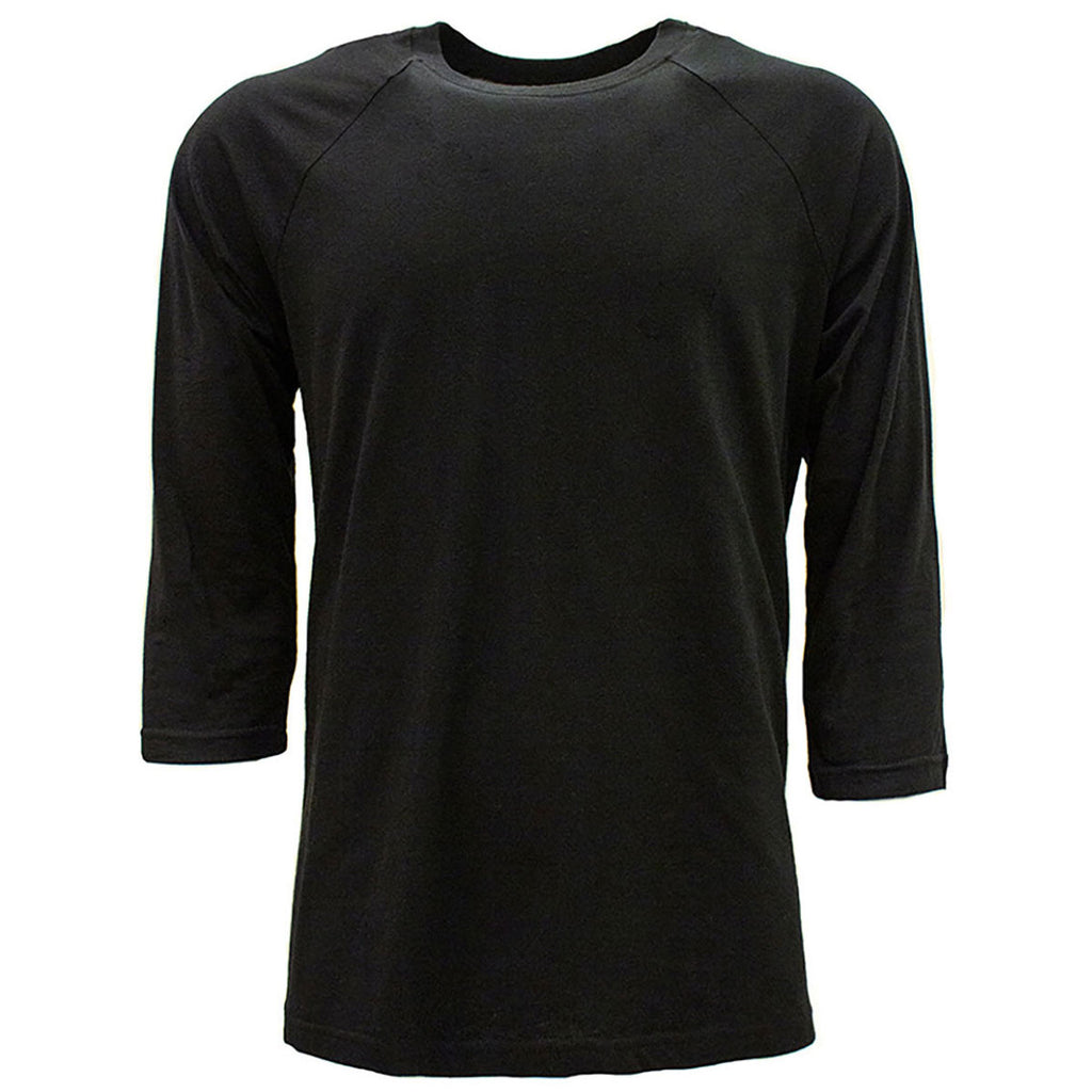 Next Level Unisex Black/Black CVC 3/4 Sleeve Raglan Baseball T-Shirt