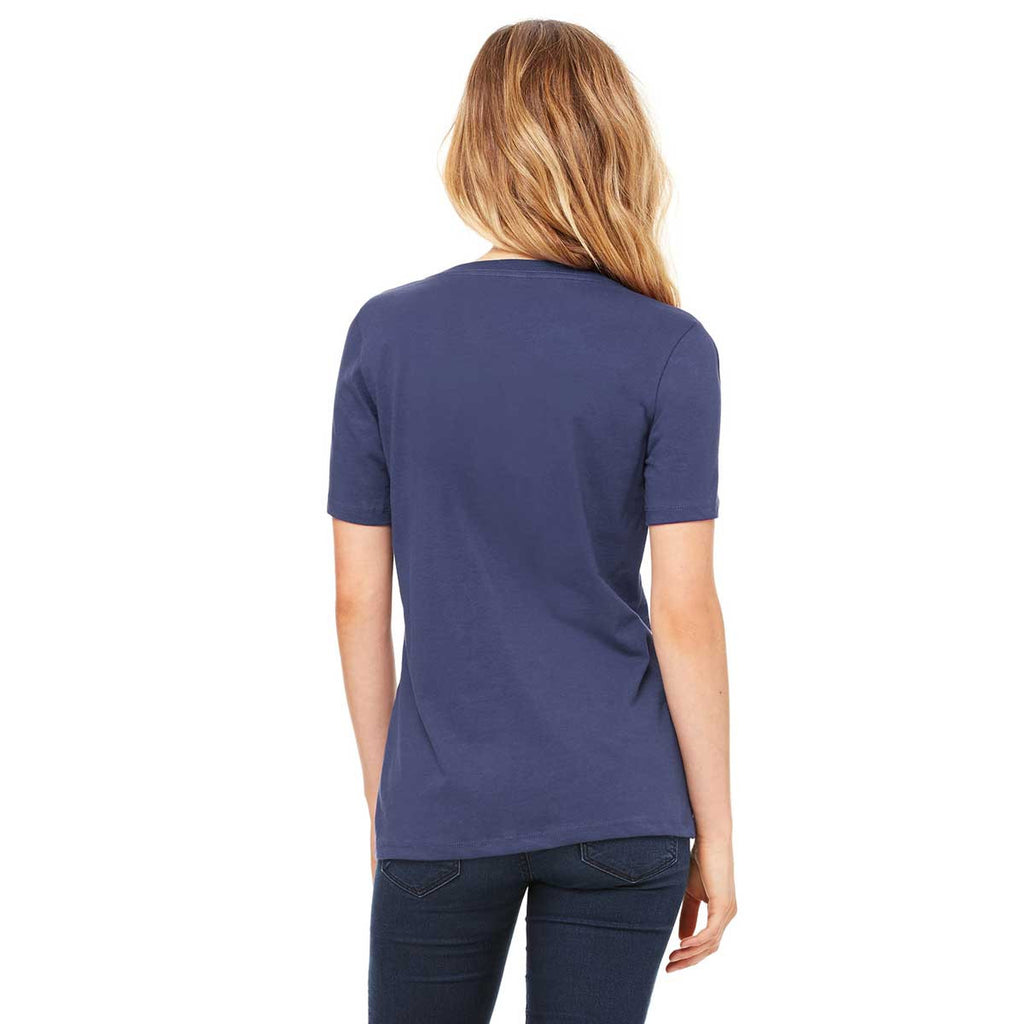 Bella + Canvas Women's Navy Relaxed Jersey Short-Sleeve V-Neck T-Shirt