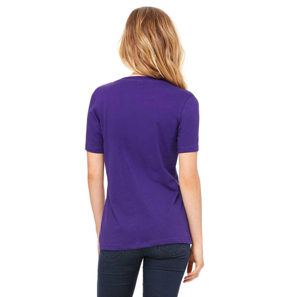 Bella + Canvas Women's Team Purple Relaxed Jersey Short-Sleeve V-Neck T-Shirt