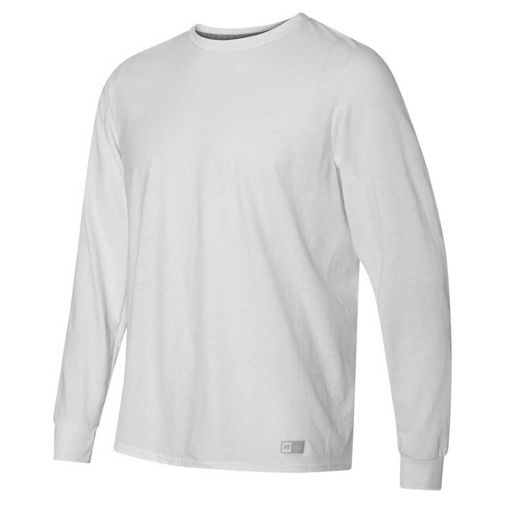 Russell Athletic Men's White Essential 60/40 Performance Long Sleeve T-Shirt