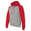 Russell Athletic Men's Oxford/True Red Dri Power Colorblock Raglan Hooded Sweatshirt