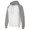 Russell Athletic Men's White/Oxford Dri Power Colorblock Raglan Hooded Sweatshirt
