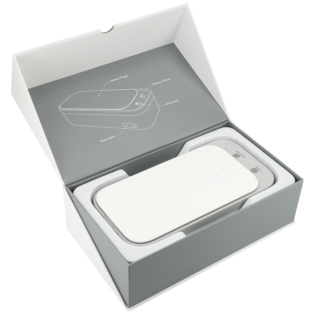 Leeds White Ultrasonic Cleaner Wireless Charging UV Sanitizer