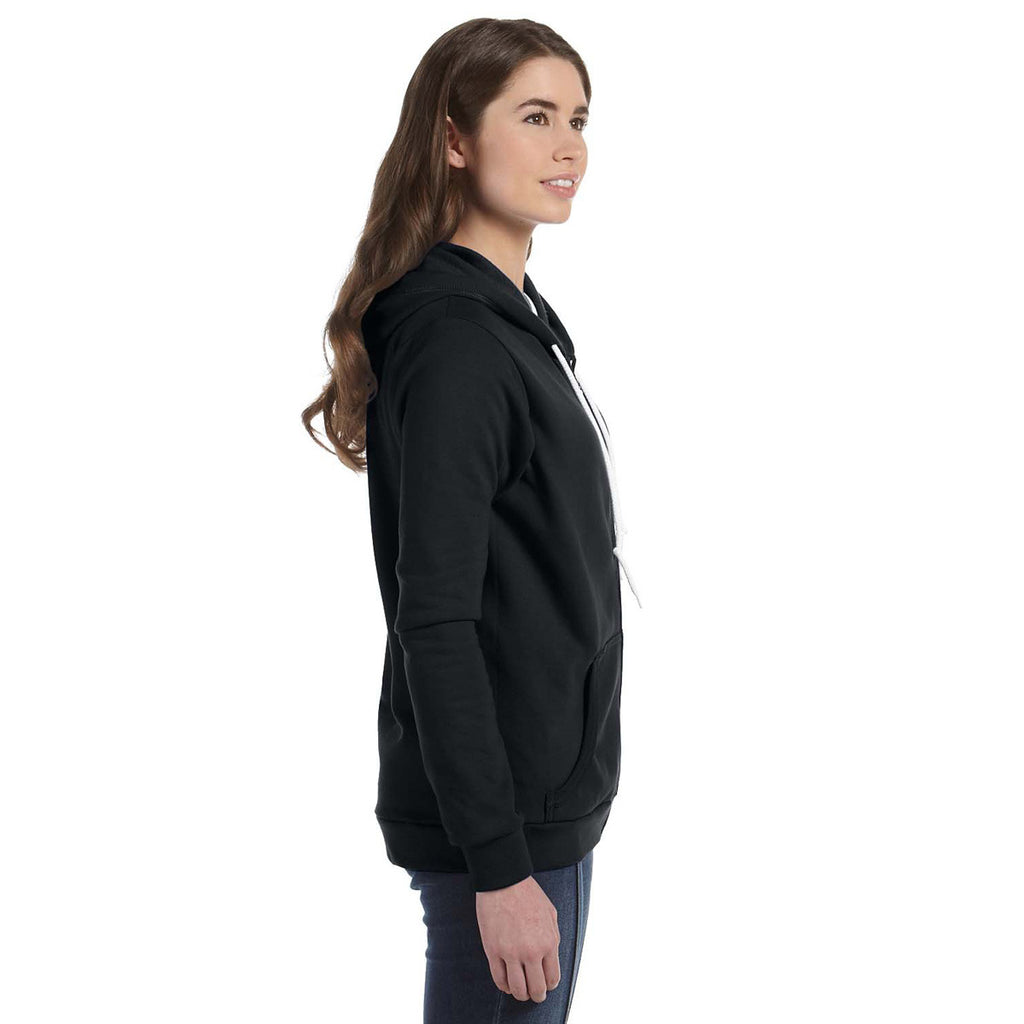 Anvil Women's Black Full-Zip Hooded Fleece