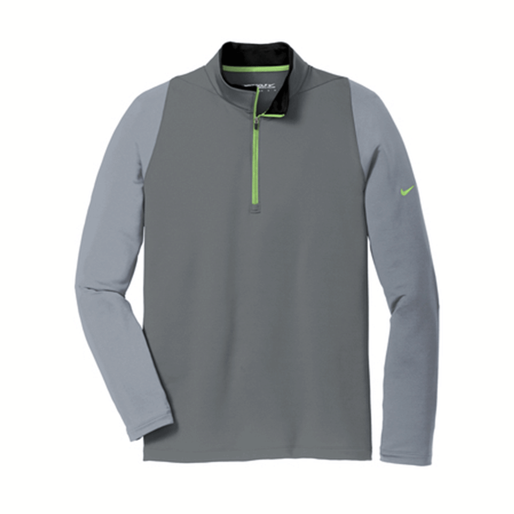 Nike Men's Dark Grey/Cool Grey/ Volt Dri-FIT Stretch 1/2-Zip