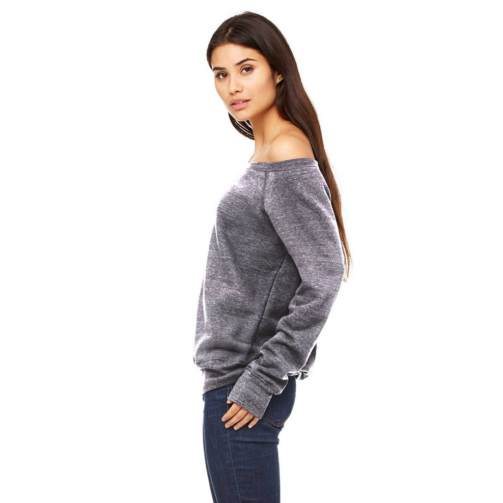 Bella + Canvas Women's Grey Acid Fleece Wide Neck Sweatshirt