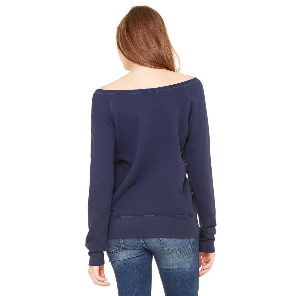 Bella + Canvas Women's Navy Wide Neck Sweatshirt